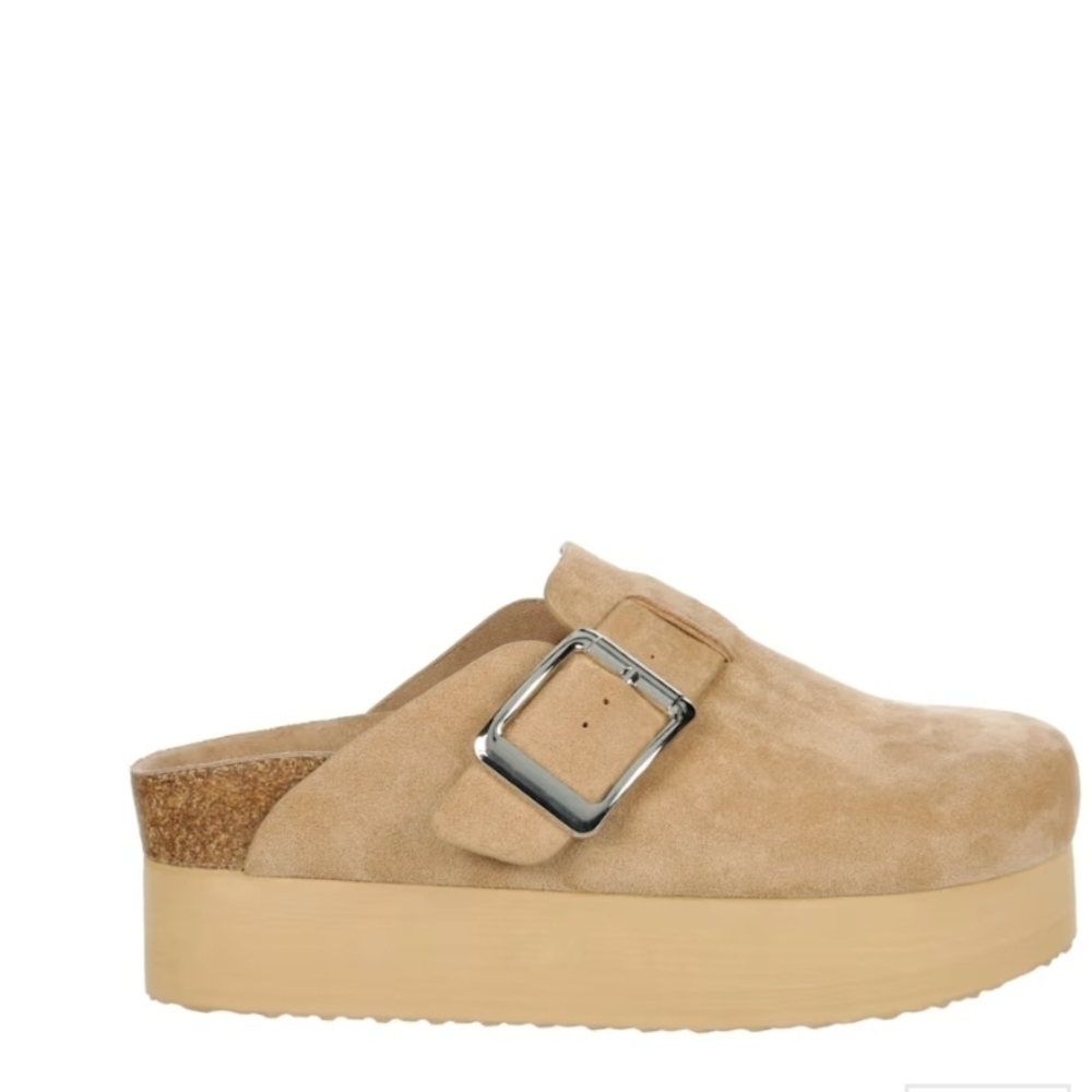 Madden Girl Beige Suede Platform Mules NIB
